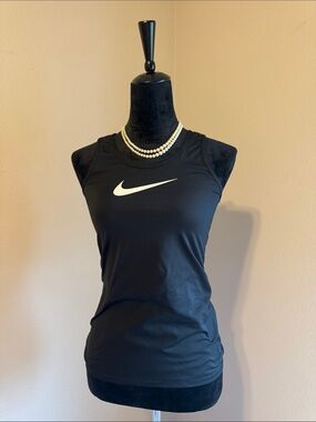 Nike Black Women's Athletic Tank with White Swoosh